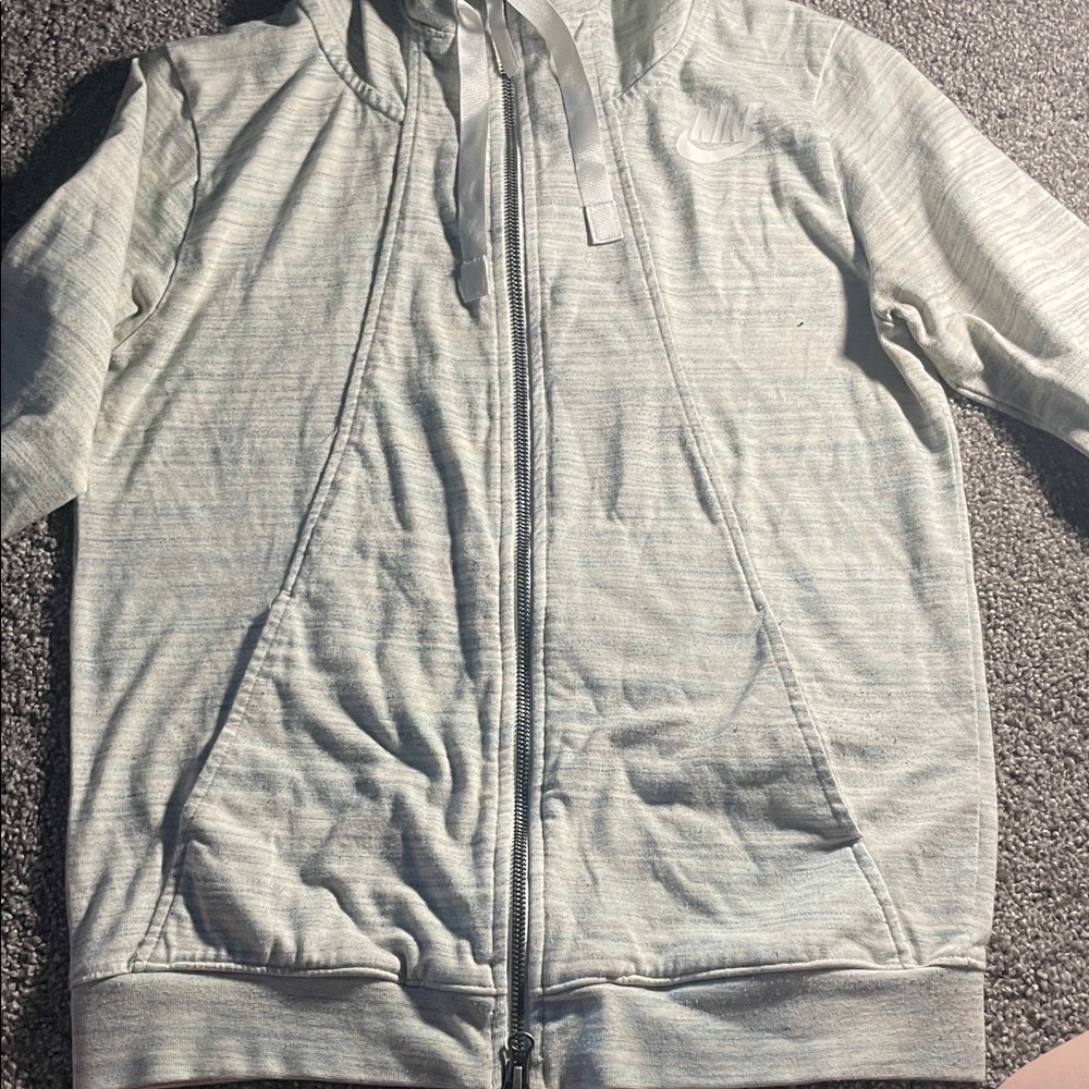 Nike Women's Light Gray Zip-Up Hoodie - Picture 5 of 5